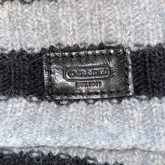 NWOT navy and gray striped Coach scarf - one size - Picture 2 of 2